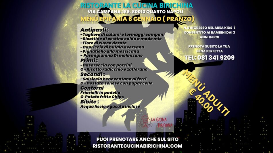 Menù epifania 6 gennaio – Ristorante con animazione bambini – La cucina birichina